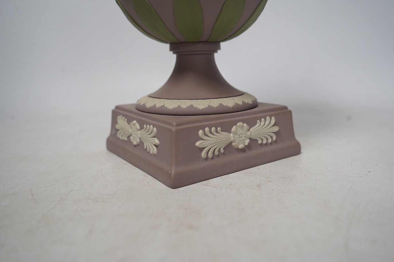 A Wedgwood three-colour Jasper vase and cover, model 40, Limited edition of 100 from the St. James‘s collection, 30cm high. Condition - good